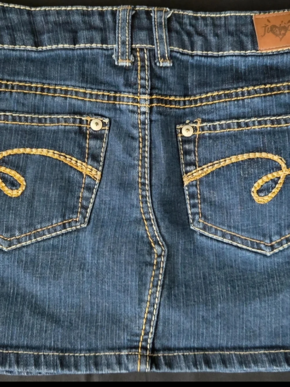 Girls Dark Blue Denim Skort with Contrast Stitching #23